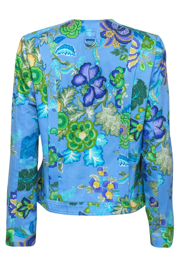Current Boutique-Carlisle - Blue Tropical Print Cotton Jacket Sz 12