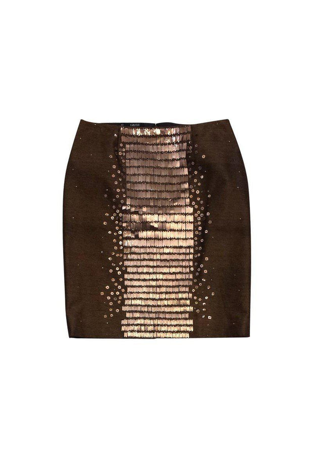Current Boutique-Carlisle - Bronze Silk & Wool Sequin Front Skirt Sz 10