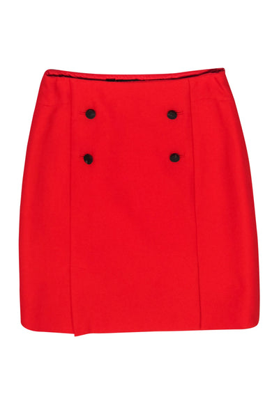 Current Boutique-Carlisle Collection - Tomato Red Pencil Skirt w/ Double Button Front Sz 6
