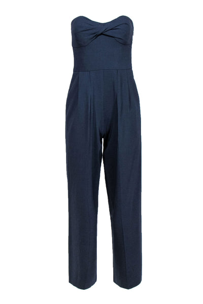 Current Boutique-Carlisle - Navy Stripe Strapless Wool Jumpsuit Sz 4