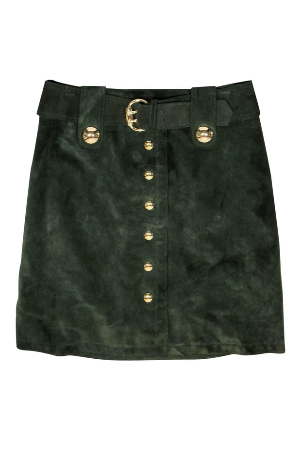 Current Boutique-Carlisle - Olive Green Suede Belted Skirt Sz 6