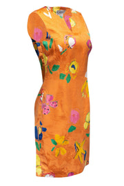 Current Boutique-Carlisle - Orange Sheath Dress w/ Floral Pattern Sz 6