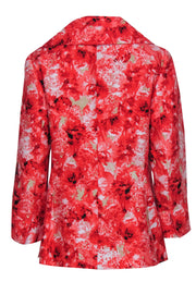 Current Boutique-Carlisle - Pink, Tan & Black Floral Print Snap-Up Blazer Sz 8