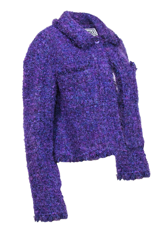 Current Boutique-Carlisle - Purple Textured Tweed Collared Jacket Sz 8