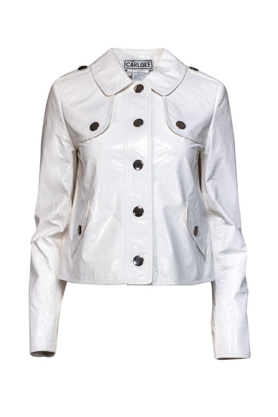 Current Boutique-Carlisle - White Shiny Jacket w/ Statement Buttons Sz 4