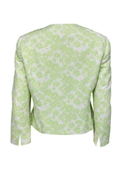Current Boutique-Carlisle - White & Tea Green Floral Zip Up Jacket Sz 8