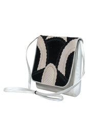 Current Boutique-Carlos Falchi - White & Black Fold Over Crossbody w/ Snakeskin Patch