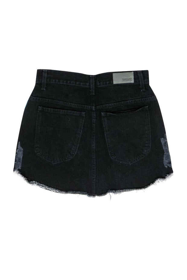 Current Boutique-Carmar - Black Denim Distressed Miniskirt w/ Silver Star Embellishments Sz 27