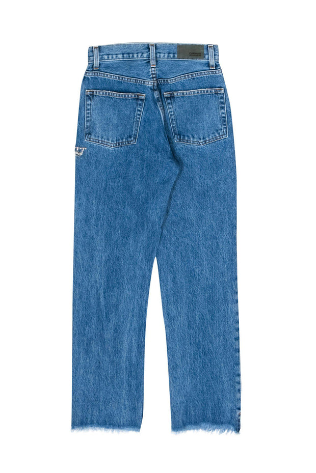 Current Boutique-Carmar - Medium Wash Distressed Jeans w/ Rhinestone Fringe Sz 24