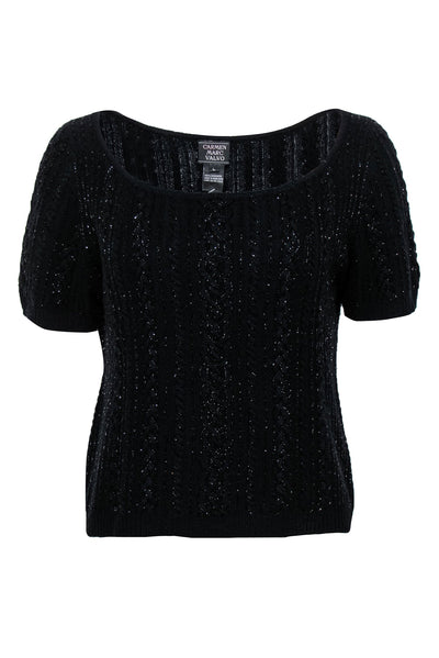 Current Boutique-Carmen Marc Valvo - Beaded Cashmere Sweater Sz L