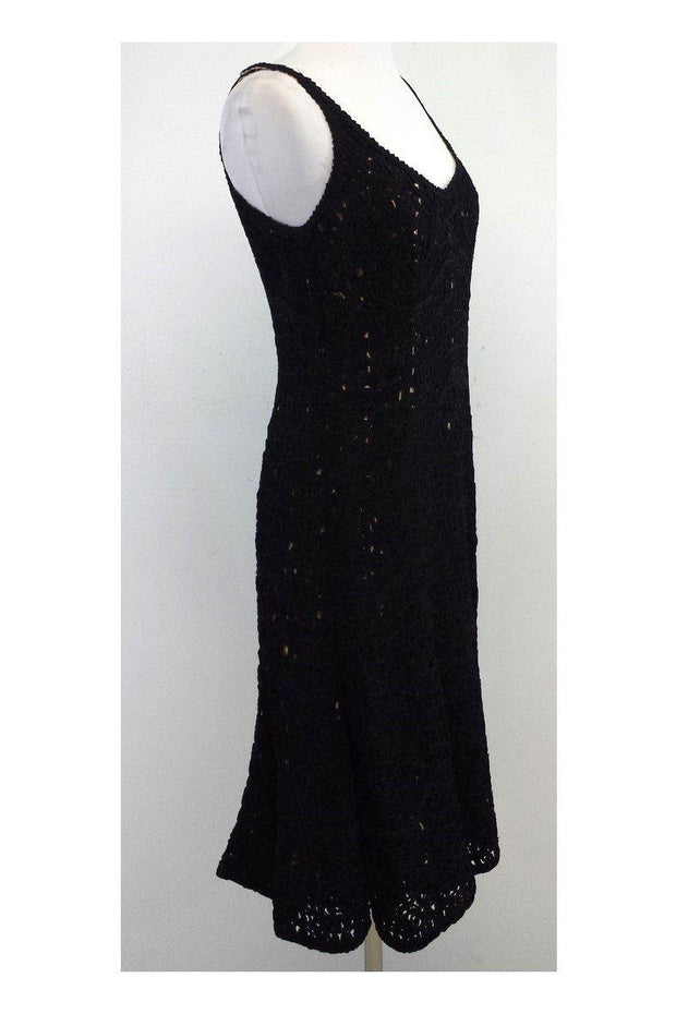 Current Boutique-Carmen Marc Valvo - Black Applique Overlay Dress Sz 10