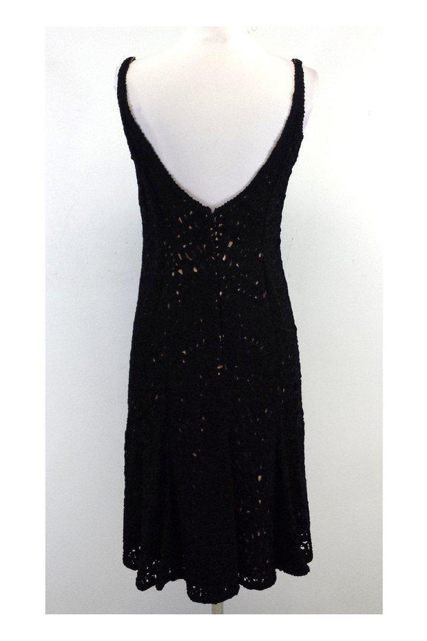 Current Boutique-Carmen Marc Valvo - Black Applique Overlay Dress Sz 10
