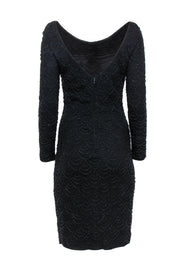 Current Boutique-Carmen Marc Valvo - Black Beaded Long Sleeve Midi Dress Sz M