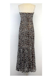 Current Boutique-Carmen Marc Valvo - Black & Blush Floral Lace Overlay Gown Sz 4
