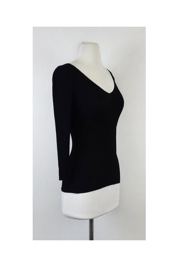 Current Boutique-Carmen Marc Valvo - Black Ribbed Sweater Sz XS