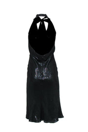 Current Boutique-Carmen Marc Valvo - Black Sequin Halter Midi Dress Sz 12