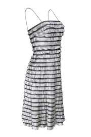 Current Boutique-Carmen Marc Valvo - Black & White Polka Dot Tiered Silk A-Line Dress Sz 6