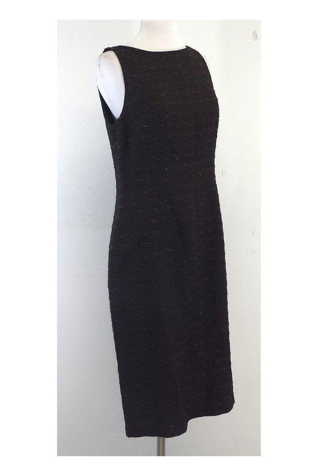 Current Boutique-Carmen Marc Valvo - Brown Beaded Sleeveless Dress Sz 10