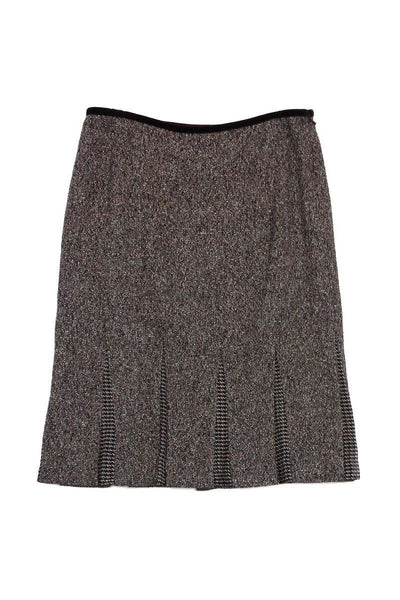 Current Boutique-Carmen Marc Valvo - Brown Wool & Silk Blend Skirt Sz 10
