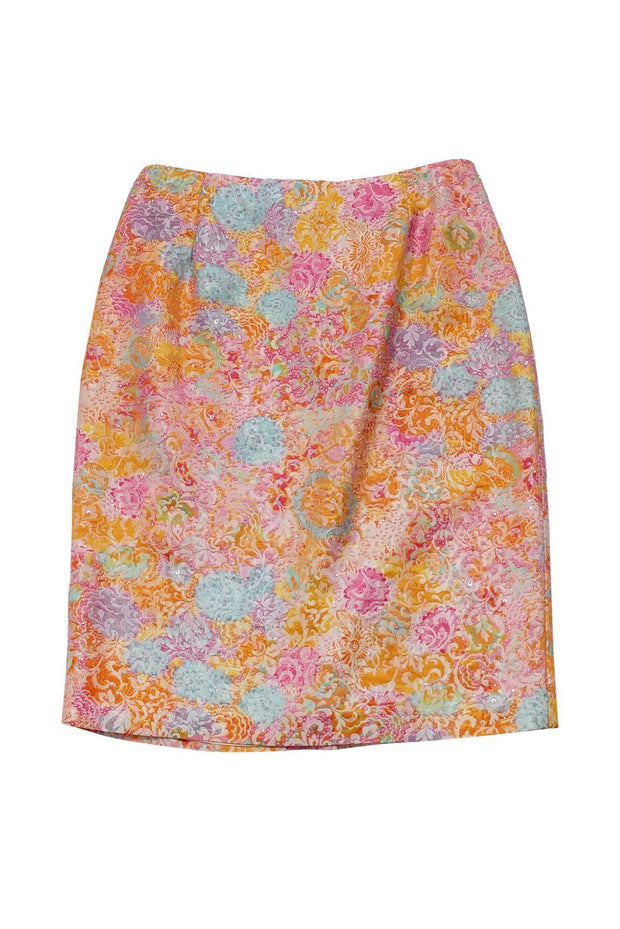 Current Boutique-Carmen Marc Valvo - Floral Beaded & Sequin Skirt Sz 12