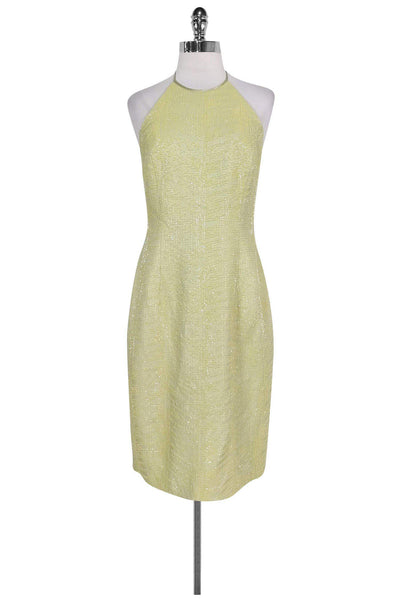 Current Boutique-Carmen Marc Valvo - Green Beaded Halter Dress Sz 6