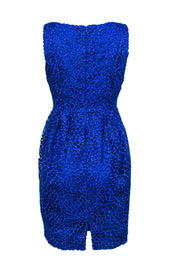 Current Boutique-Carmen Marc Valvo - Royal Blue Open Weave Crochet Dress Sz 6