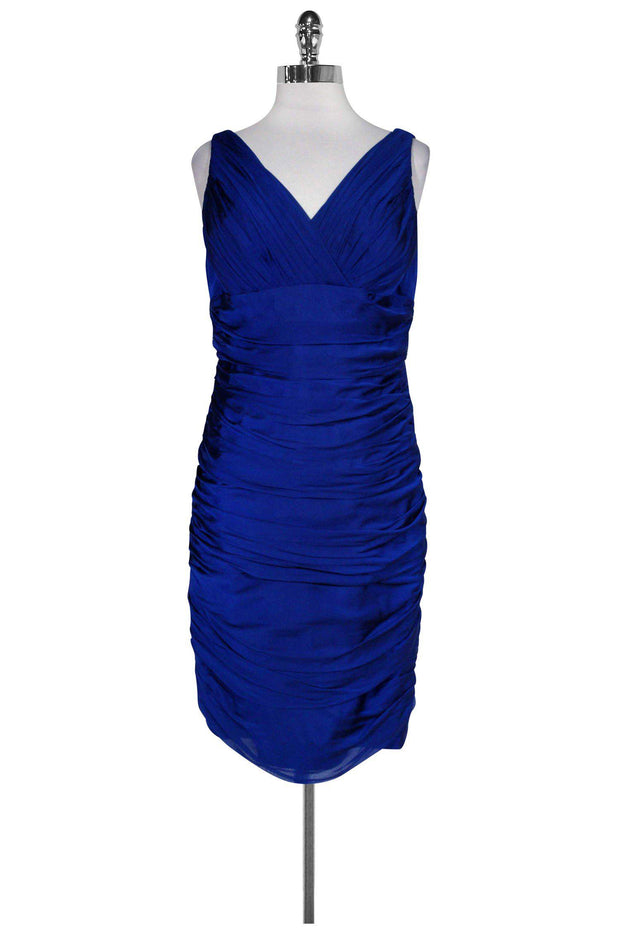 Current Boutique-Carmen Marc Valvo - Royal Blue Ruched Dress Sz 12