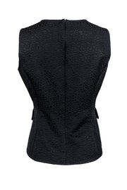 Current Boutique-Carolina Herrera - Black Textured Peplum Blouse Sz 8