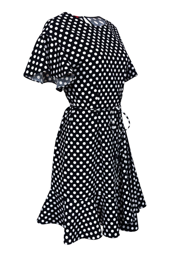 Current Boutique-Carolina Herrera - Black & White Polka Dot Flounce Dress Sz 6
