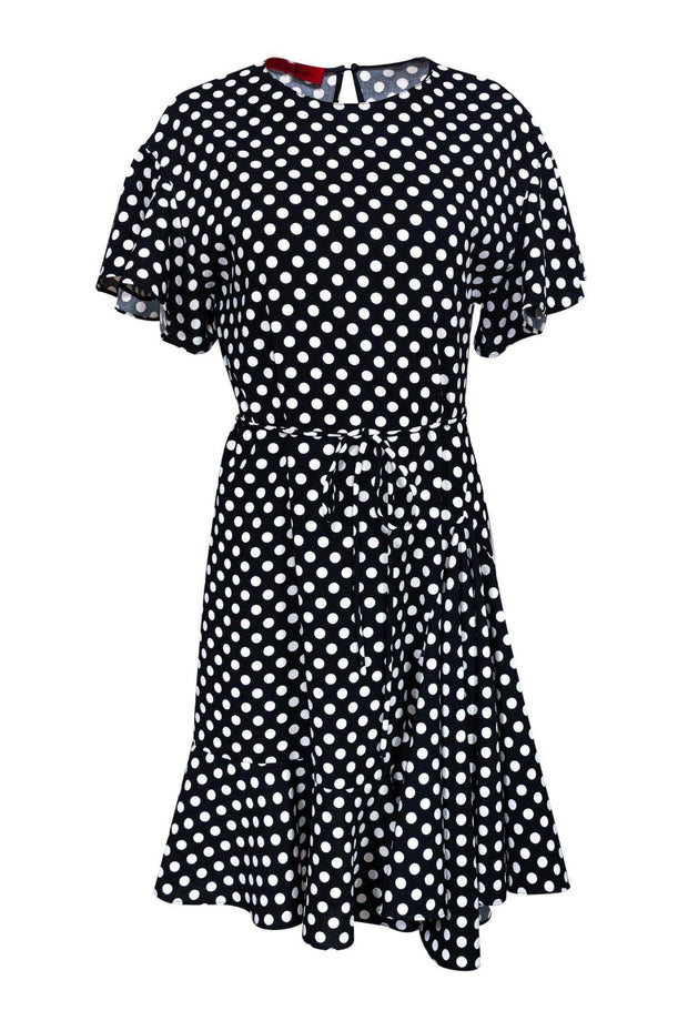 Current Boutique-Carolina Herrera - Black & White Polka Dot Flounce Dress Sz 6