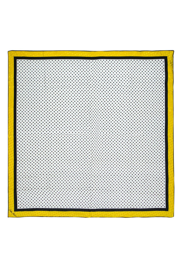 Current Boutique-Carolina Herrera - Black, White & Yellow Polka Dot Scarf