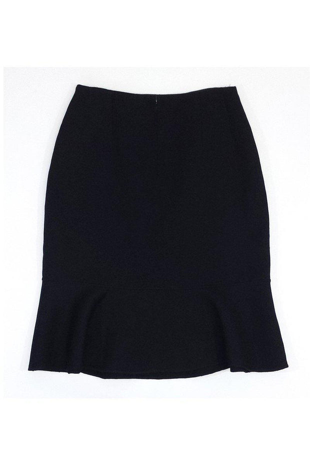 Current Boutique-Carolina Herrera - Black Wool Flared Hem Skirt Sz 6