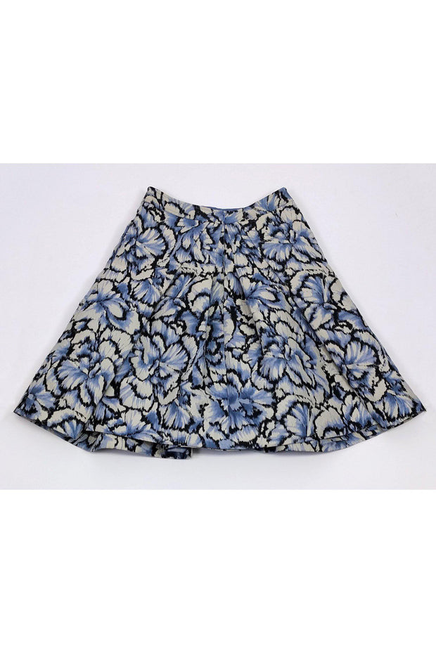 Current Boutique-Carolina Herrera - Blue Printed Flared Skirt Sz 6