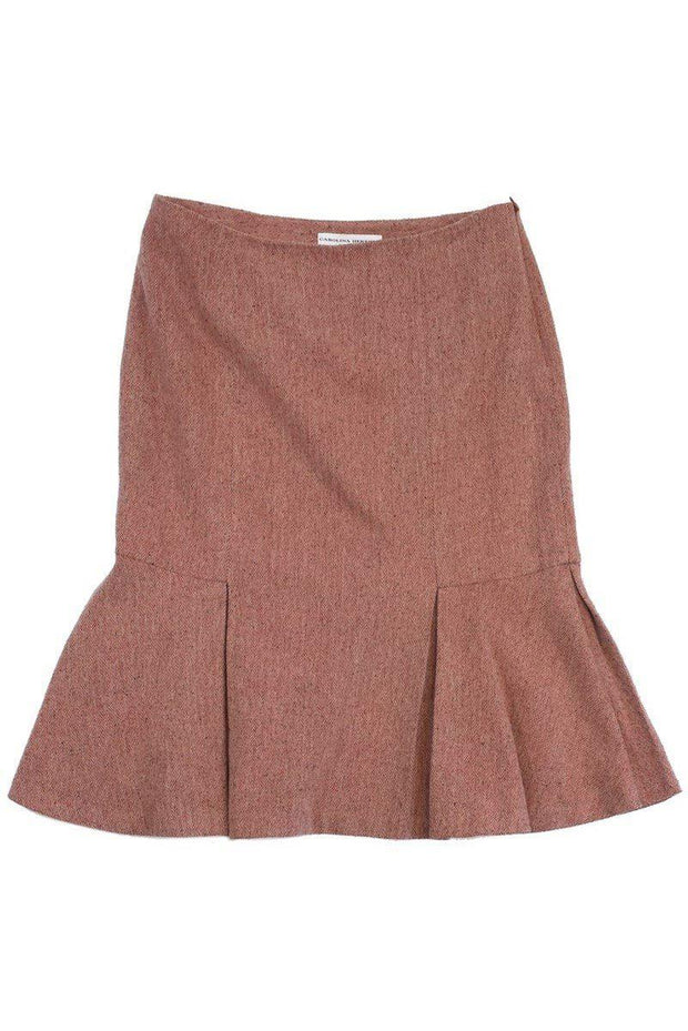 Current Boutique-Carolina Herrera - Orange Silk & Wool Tweed Skirt Sz 8