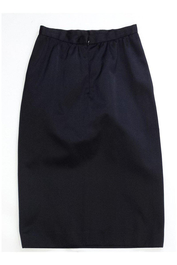Current Boutique-Carolina Herrera - Vintage Black Satin High Waisted Skirt Sz XS