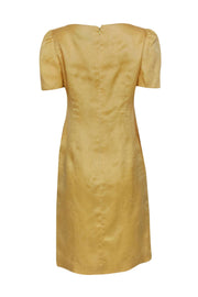 Current Boutique-Carolina Herrera - Vintage Yellow Floral & Polka Dot Puff Sleeve Silk Dress Sz 8