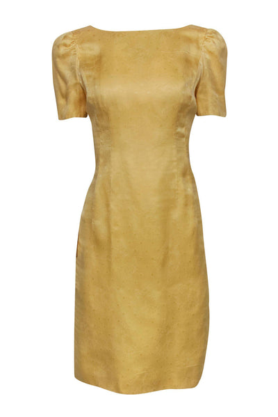 Current Boutique-Carolina Herrera - Vintage Yellow Floral & Polka Dot Puff Sleeve Silk Dress Sz 8