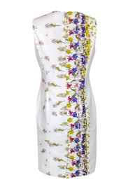 Current Boutique-Carolina Herrera - White Floral Printed Cotton Sheath Dress Sz 14