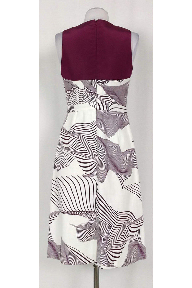 Current Boutique-Carolina Herrera - White & Purple Printed Dress Sz 8