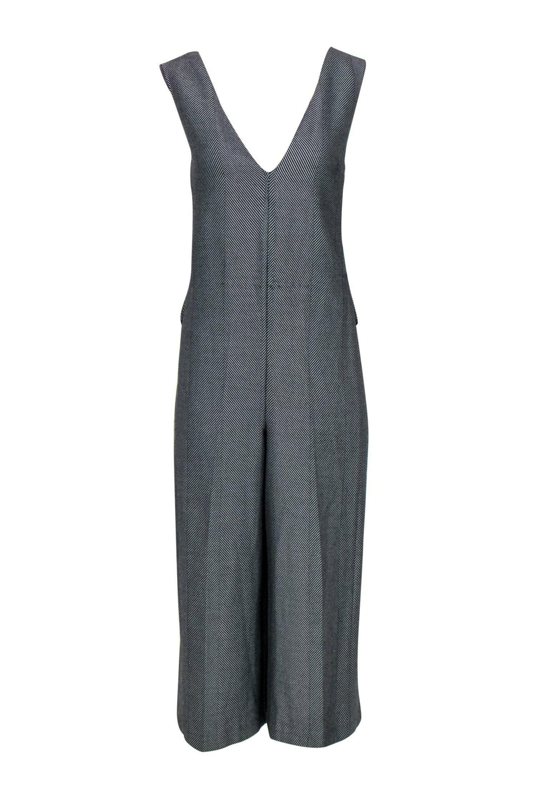 Cartonnier Dark Grey Herringbone Sleeveless Straight Leg Jumpsuit Sz Current Boutique