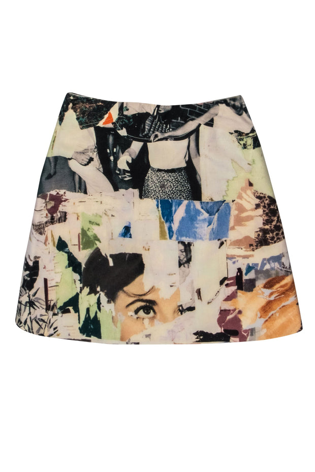 Current Boutique-Carven - Magazine Collage Printed A-Line Skirt Sz 10