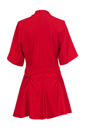 Current Boutique-Carven - Red Flared Lace-Up Cocktail Dress Sz 8
