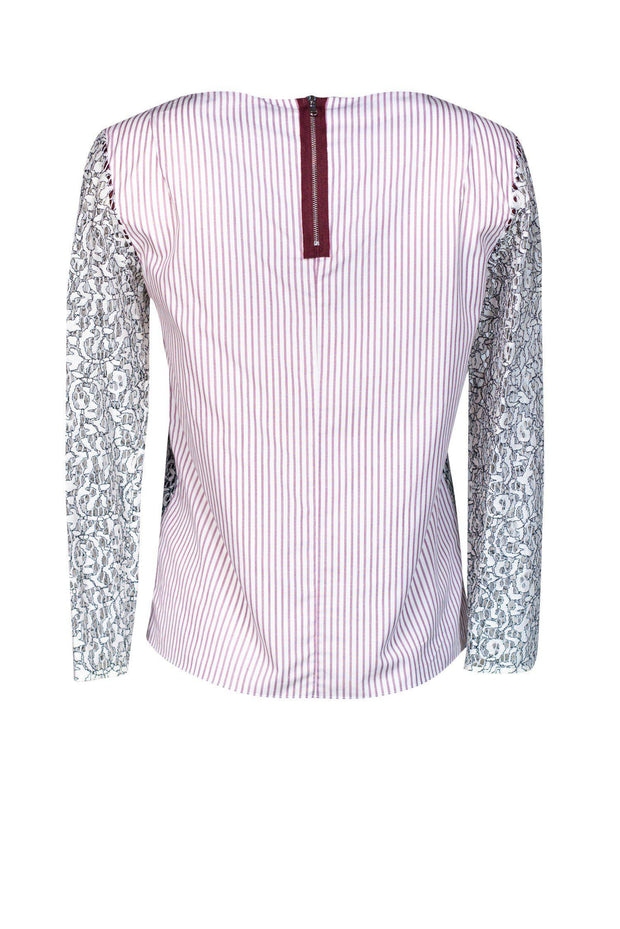 Current Boutique-Carven - Red & White Lace Shirt w/ Contrast Back Sz 4