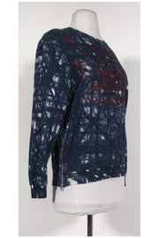 Current Boutique-Carven - Tie Dye Zipper Embroidered Sweatshirt Sz S