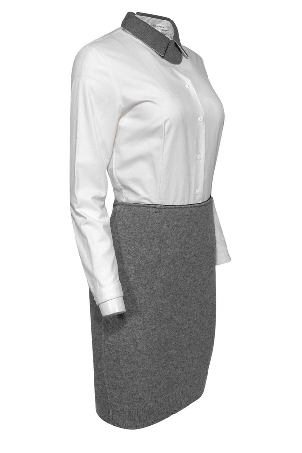Current Boutique-Carven - White & Gray Sweater Skirt Sheath Dress Sz M