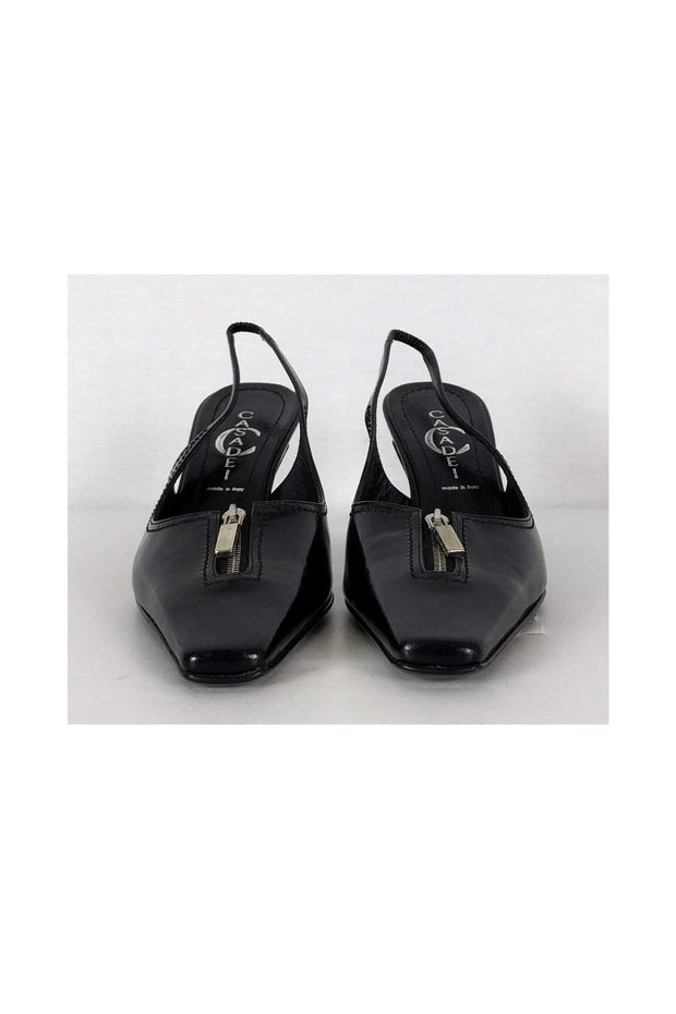 Current Boutique-Casadei - Black Pointed Leather Slingbacks Sz 7