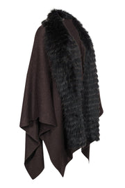 Current Boutique-Cassin - Brown Shawl w/ Fur Collar Sz M