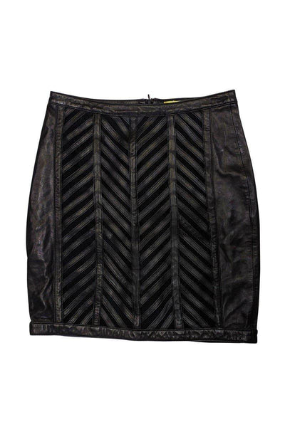 Current Boutique-Catherine Malandrino - Black Leather Skirt Sz 2