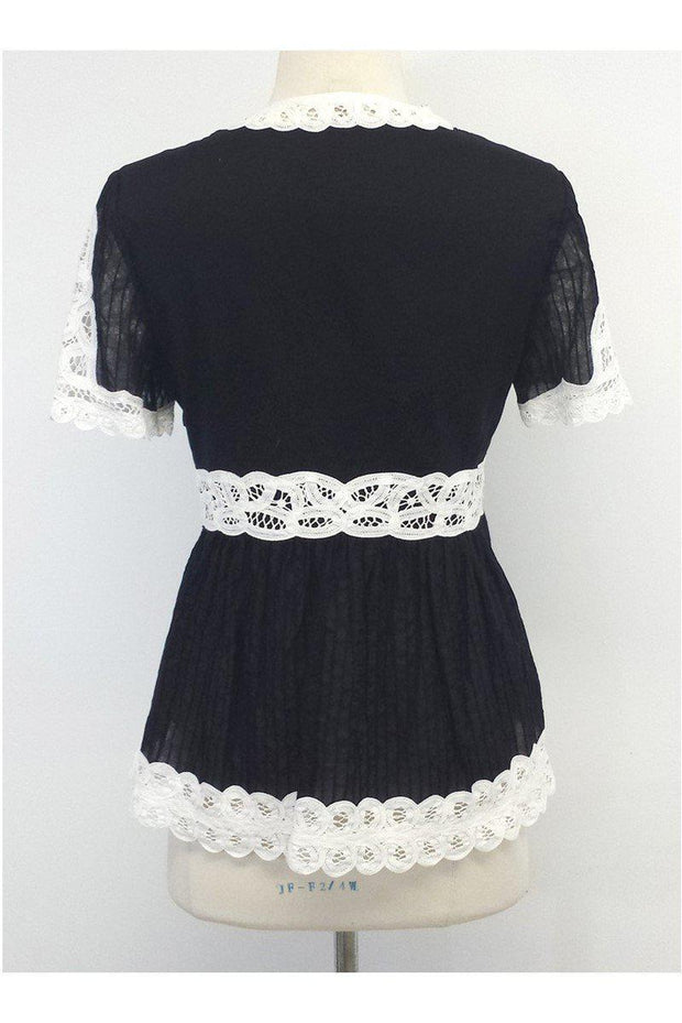 Current Boutique-Catherine Malandrino - Black & White Cotton Crochet Top Sz 4