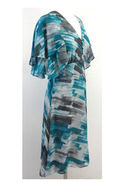 Current Boutique-Catherine Malandrino - Blue & Grey Silk Print Dress Sz 0